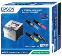 Комплект картриджей S050268 для Epson AcuLaser C1100 / CX11 / CX21 (4 картриджа: черный , синий, желтый, красный) оригинальный